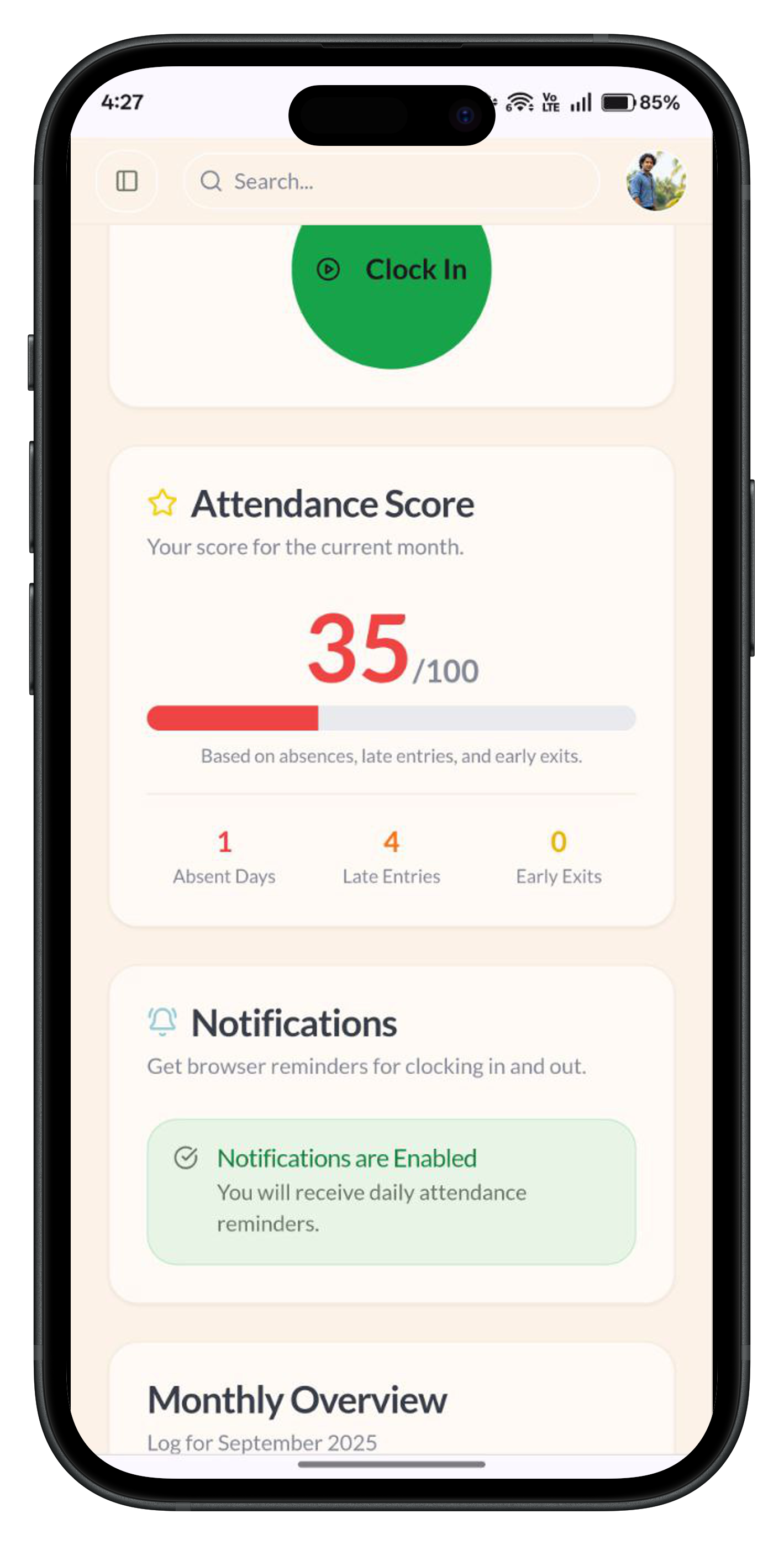 Attendance Score Card