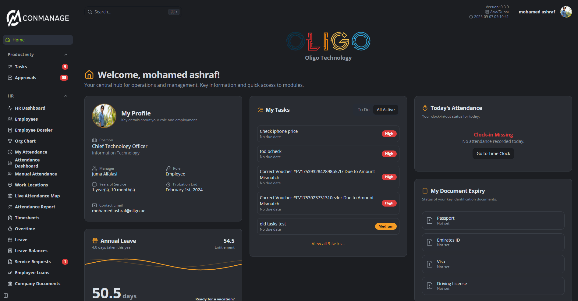 CONMANAGE Platform Dashboard